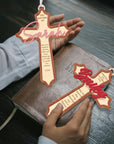 Personalised Double Layers 3D Acrylic & Wooden Christening Cross, Custom Religious Name Sign Baptism Newborn Birthday, Wedding Memorial Gift
