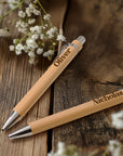 Custom Engraved Eco Bamboo Ballpoint Pen, Personalised Logo Sustainable Teacher, Student, Graduation Event, Corporate Gift, Wedding Favours