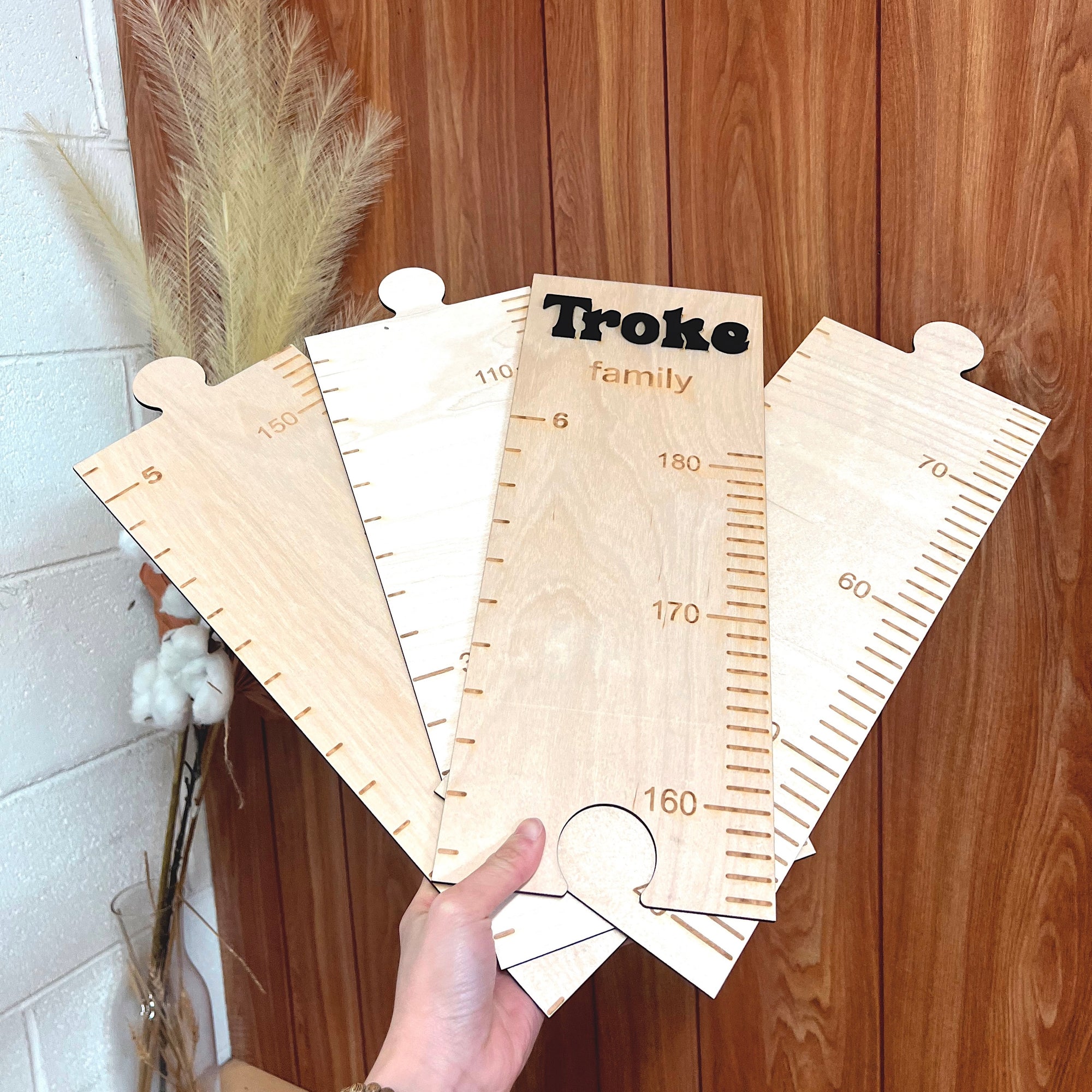 Custom Made 3D Raised Name Wooden Kid Height Chart, Personalised Laser Cut & Engraved Family Growth Ruler Record, Nursery Wall Decor Gift