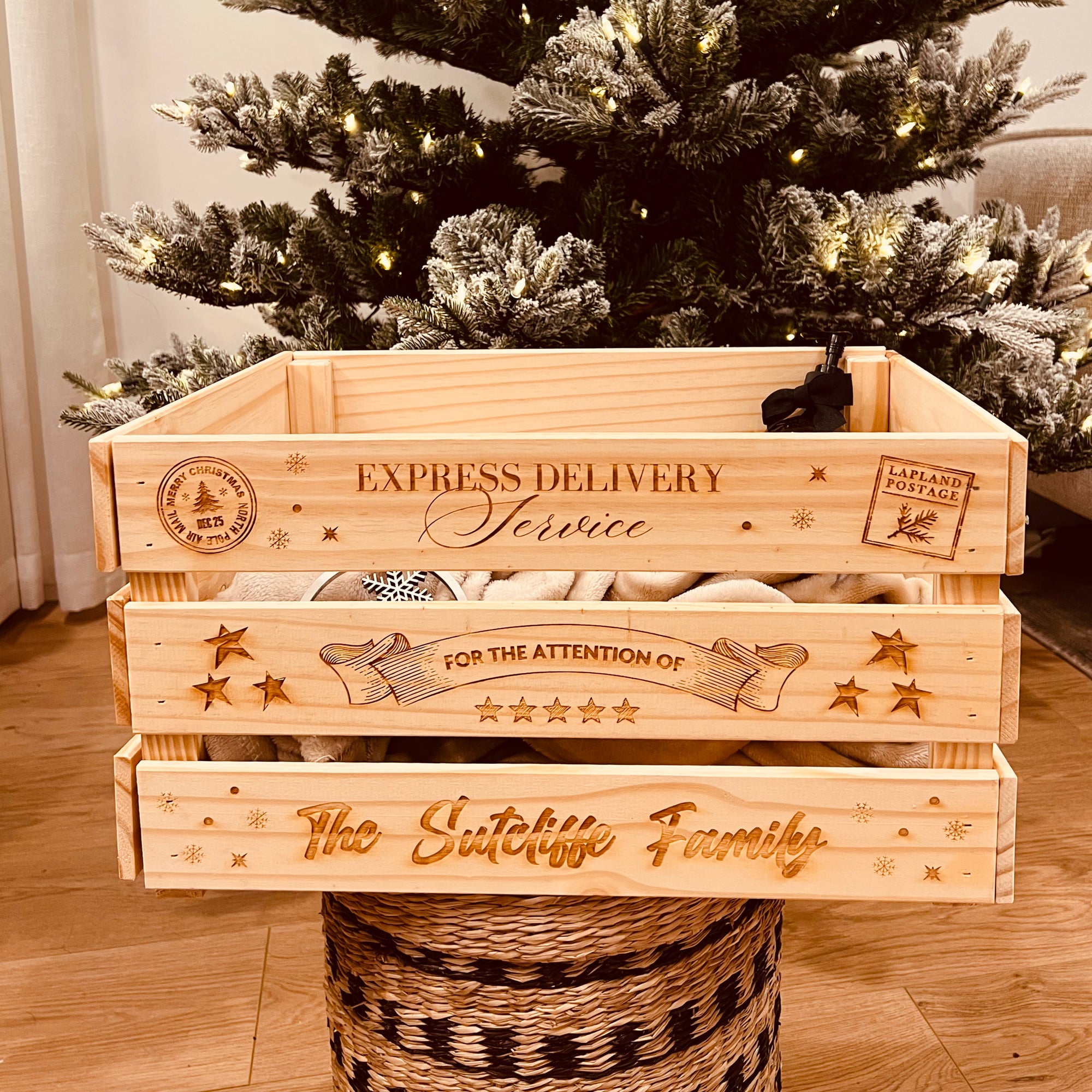 Custom Engraved Christmas Eve Box Crate - Large