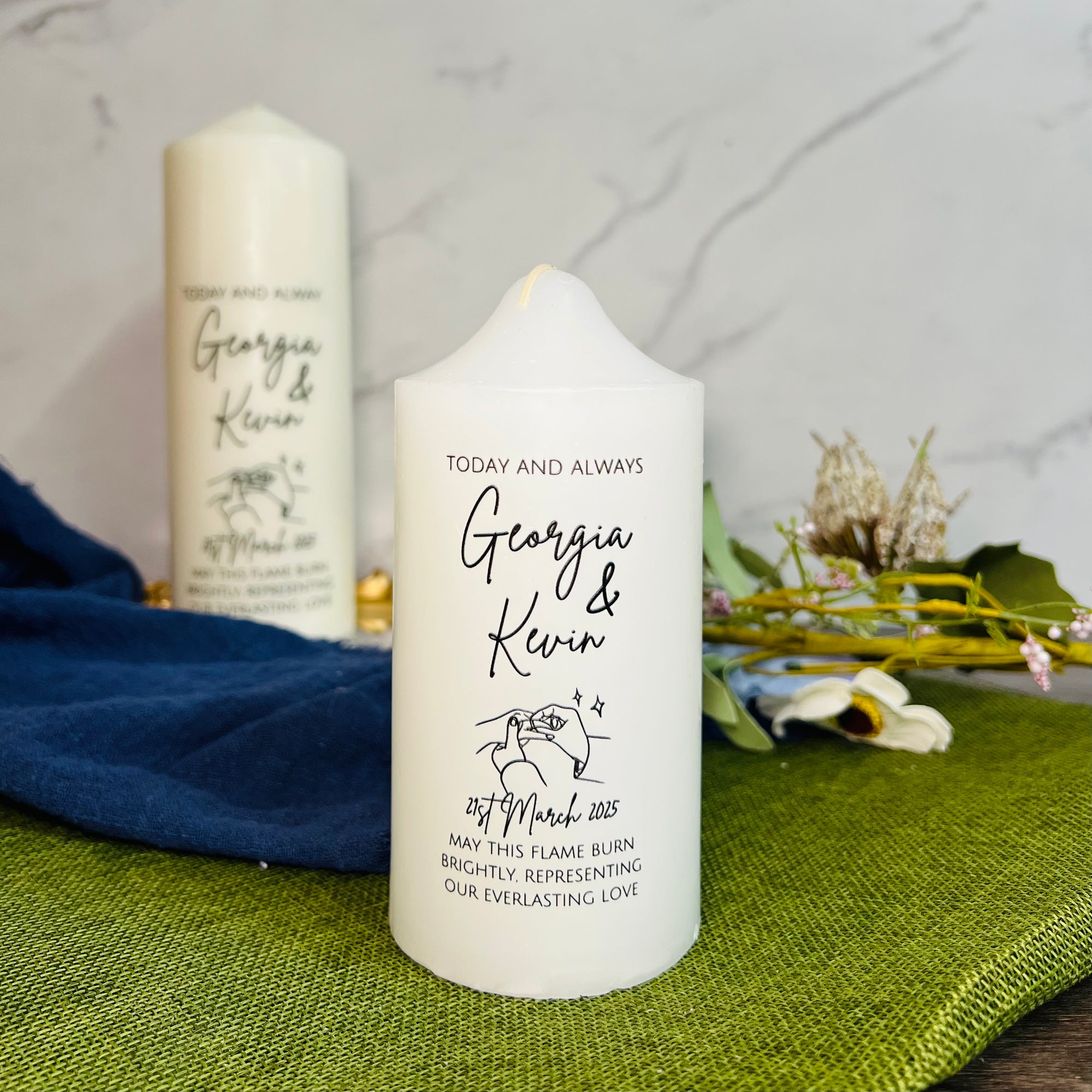 Personalised Wedding Unity Candles, Custom Couple Names & Date Candle Set, Engagement Keepsake, Anniversary Gift, Christening Ceremony Decor