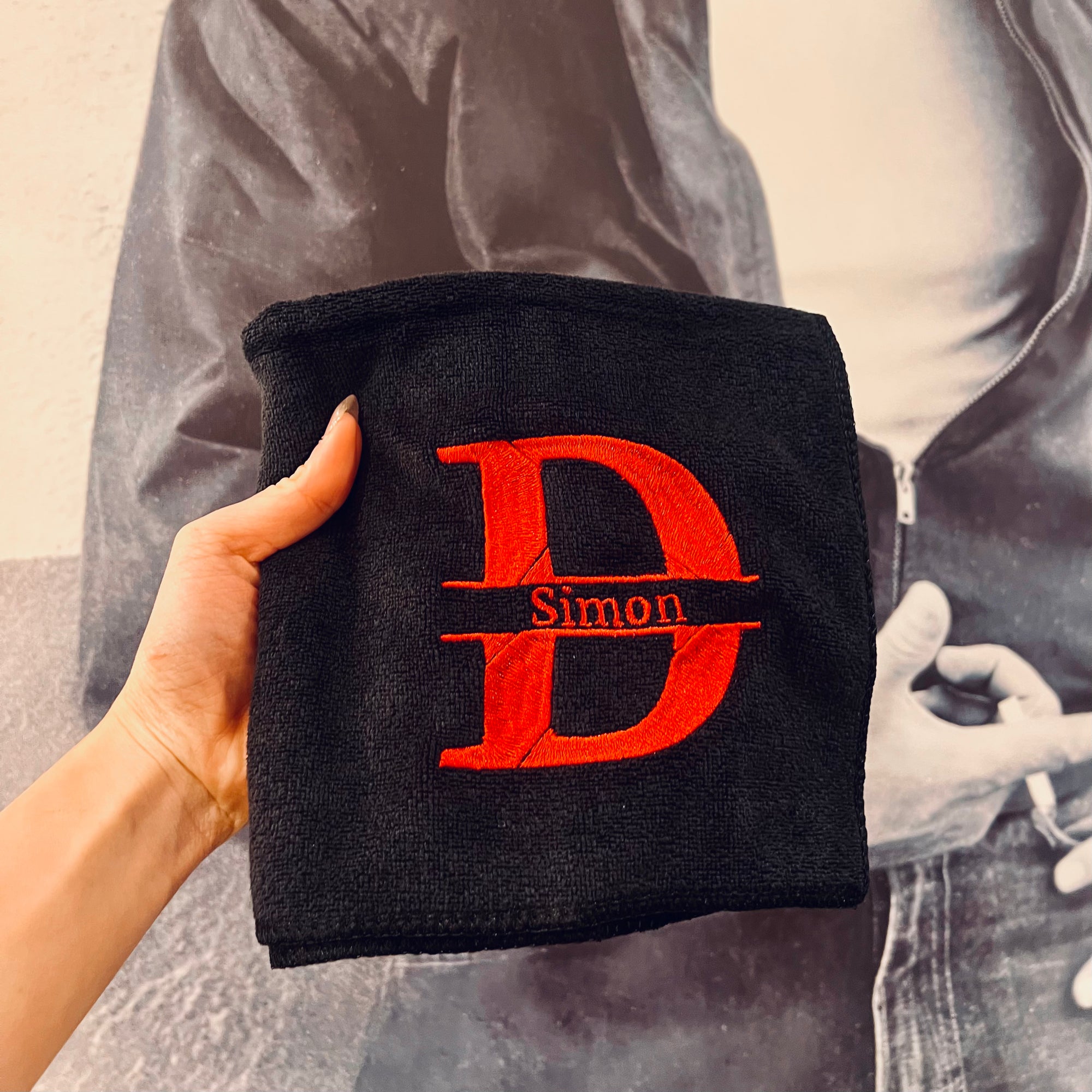 Personalised 25oz Black Metal Protein Shaker & Embroidery Gym Towel Set, Custom Name Logo Fitness, Travel, Sport, Birthday, Corporate Gift