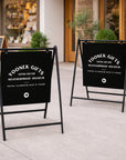 Metal Swing A-Frame & Custom UV Print Aluminum Panel, Outdoor Sidewalk Direction, Footpath Retail, Cafe, Restaurant, Business Advertise Sign