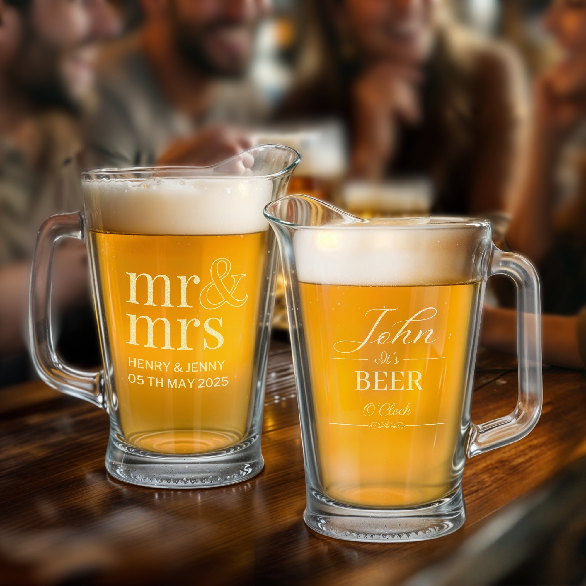 Personalised 1.8L Crystal Glass Beer Pitcher, Custom Engraved Logo Brewery Juice Beverage Jug, Dad Groomsman Housewarming, Xmas Barware Gift