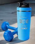 Personalised 25oz Insulated Protein Stainless Steel Shaker, Custom Engraved Logo 750ml Matt Blue Blender Bottle, Work Out Gym Lover Dad Gift
