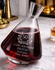 Personalised 2L Rolling Wine Carafe, Custom Engraved Glass Decanter, Wedding/ Groomsmen Anniversaries/ Housewarming Birthday Corporate Gift
