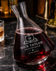 Personalised 2L Rolling Wine Carafe, Custom Engraved Glass Decanter, Wedding/ Groomsmen Anniversaries/ Housewarming Birthday Corporate Gift