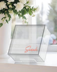 Personalised 3D Raised Acrylic Name Clear Christening Box, Custom Made Transparent Blue Baptism Memory Box First Birthday Baby Keepsake Gift