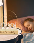 Personalised 3D Bunny Kid LED Night Light, Custom Baby Name & Rabbit Wood Acrylic Print Table Lamp, First Birthday, Nursery, Kid Easter Gift