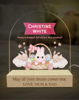Personalised 3D Bunny Kid LED Night Light, Custom Baby Name & Rabbit Wood Acrylic Print Table Lamp, First Birthday, Nursery, Kid Easter Gift
