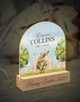 Personalised 3D Bunny Kid LED Night Light, Custom Baby Name & Rabbit Wood Acrylic Print Table Lamp, First Birthday, Nursery, Kid Easter Gift