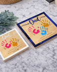 Personalised 3D “Hands Down” Dad Handprint on Engraved Wooden Block Sign, Father's Day Gift, Daddy Birthday Plaque, Grandad Memory Keepsake