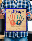 Personalised 3D “Hands Down” Mum Handprint on Engraved Wooden Block Sign, Mother's Day Gift, Mom Birthday Plaque, Grandma Granny Keepsake