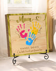 Personalised 3D “Hands Down” Mum Handprint on Engraved Wooden Block Sign, Mother's Day Gift, Mom Birthday Plaque, Grandma Granny Keepsake