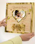 Personalised 3D Heart UV-Printed Couple Photo on Custom Engraved Wooden Block, Couple Valentines, LGBT Wedding Anniversary Housewarming Gift