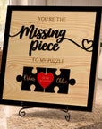 Personalised 3D “My Missing Piece” Couple Puzzle on Engraved Wooden Block Sign, Valentines, Same Sex Wedding, Anniversary, Housewarming Gift