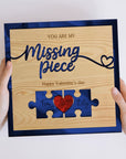 Personalised 3D “My Missing Piece” Couple Puzzle on Engraved Wooden Block Sign, Valentines, Same Sex Wedding, Anniversary, Housewarming Gift