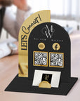 Personalised 3D Raised Acrylic Arch QR Code Social Connect Business Sign & Card Holder, Custom Spa, Beauty, Cafe, Reception Display Signage