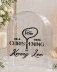 Personalised 3D Raised Acrylic Clear Arch Christening Box, Custom Transparent Baptism Memory Box, First Birthday, Baby Shower Keepsake Gift
