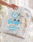 Personalised 3D Raised Acrylic Clear Arch Christening Box, Custom Transparent Baptism Memory Box, First Birthday, Baby Shower Keepsake Gift