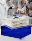Personalised 3D Raised Acrylic Name Clear Christening Box, Custom Made Transparent Blue Baptism Memory Box First Birthday Baby Keepsake Gift