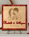 Personalised 3D Raised Couple Names & Sketch Photo on Engraved Wooden Block Sketch Couple Valentines, LGBT Same Sex Wedding Anniversary Gift