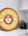 Personalised 3D Raised Wooden Coffee Bar Badge Sign, Custom Round Home Corner Wall Plaque, Family Kitchen Cafés Signage, Housewarming Gift