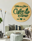 Personalised 3D Raised Wooden Coffee Bar Sign, Custom Round Home Bar Corner Wall Plaque Family Kitchen Cafés Signage Decor Housewarming Gift