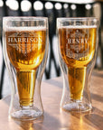 Personalised 400mL Bottom Up Double Wall Beer Glass, Engraved Brewery Bottle Inside Pint Mug, Wedding Groomsmen, Custom Logo Corporate Gift