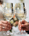 Personalised 470ml Diamond Wine Glass, Custom Engraved Monogram Logo Beverage Glassware, Barware Housewarming Corporate Gift, Wedding Favour