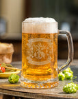Personalised 510ml Italian Beer Tankard Glass, Engraved Brewery Mug, Custom Logo Tumbler, Dad, Housewarming Gift, Wedding Groomsmen Favour