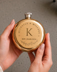 Personalised 5oz Round Hip Flask & Funnel Gift Set for Women, Custom Engraved Wedding Bridesmaid, Lady Birthday, Logo Corporate Keepsake Box