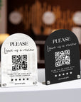 Personalised Acrylic Arch QR Code Review Us Business Sign, Custom UV Print Mirror Spa, Beauty Salon, Cafe Retail Reception Display Signage