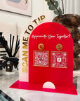 Personalised 3D Raised Acrylic Arch QR Code Social Business Sign & Card Holder, Custom Spa, Beauty, Cafe, Retail, Reception Display Signage