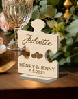 Personalised Mirror Acrylic/ Wooden Puzzle Piece Wedding Name Place Settings, Custom Etched Table Card Party Favour Thank you Gift Tag Decor