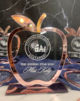 Personalised Apple Award Plaque/ Custom 3D Engraved Acrylic School Graduate Teacher Trophy, Sport Coach, Mentor Keepsake Xmas Corporate Gift
