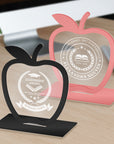 Personalised Apple Award Plaque/ Custom 3D Engraved Acrylic School Graduate Teacher Trophy, Sport Coach, Mentor Keepsake Xmas Corporate Gift