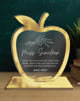 Personalised Apple Award Plaque/ Custom 3D Engraved Acrylic School Graduate Teacher Trophy, Sport Coach, Mentor Keepsake Xmas Corporate Gift