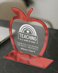 Personalised Apple Award Plaque/ Custom 3D Engraved Acrylic School Graduate Teacher Trophy, Sport Coach, Mentor Keepsake Xmas Corporate Gift