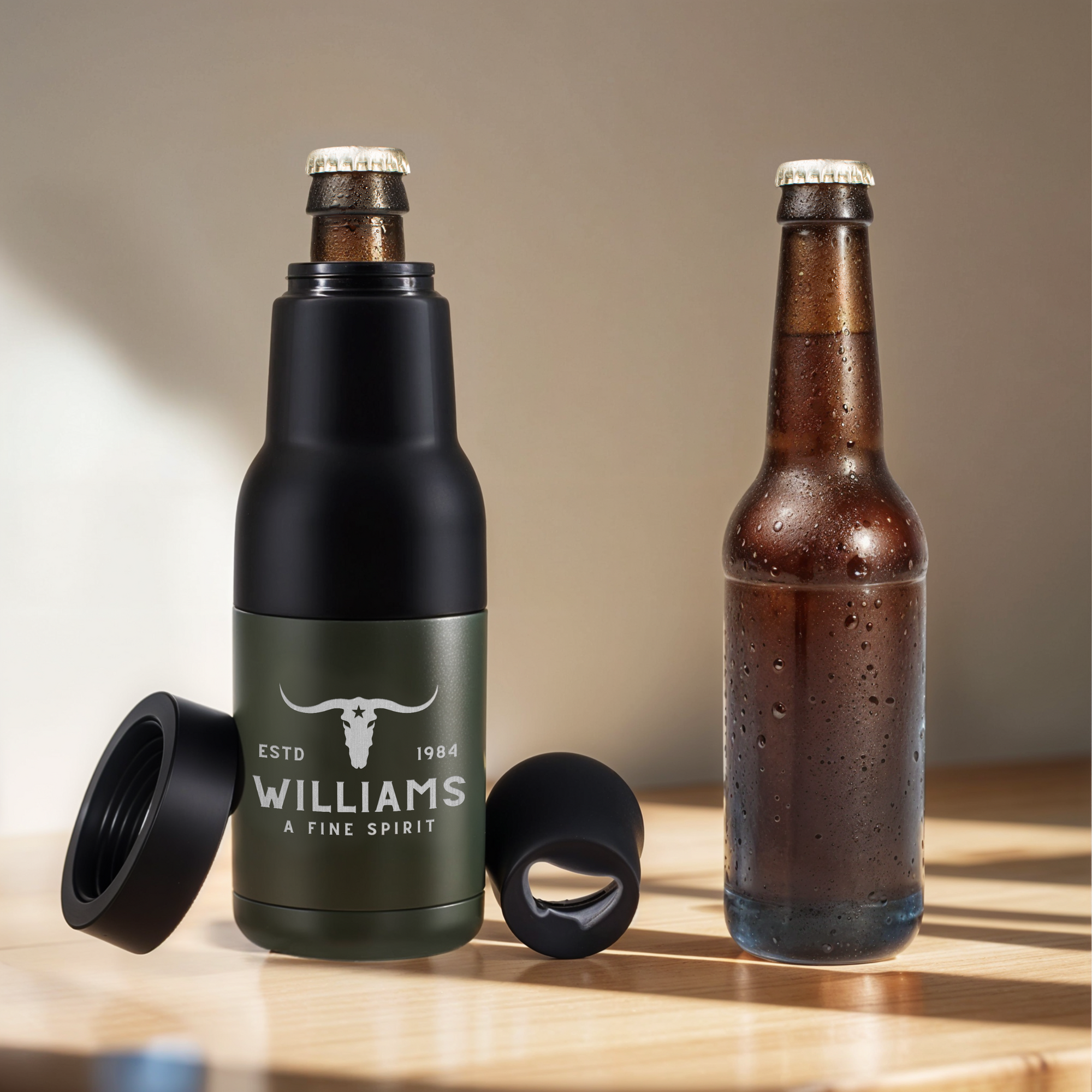 Personalised Detachable 3-in-1 Insulated Can Cooler, Custom Engraved Logo Double Steel Beer Bottle Opener Stubby Holder, Dad Groomsmen Gift