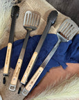 Personalised BBQ Tools Gift Set, Custom Laser Engraved Etching Barbecue Tongs & Spatula, Barbeque Grill Gift Him Dad Fathers Day GrillFather