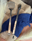 Personalised BBQ Tools Gift Set, Custom Laser Engraved Etching Barbecue Tongs & Spatula, Barbeque Grill Gift Him Dad Fathers Day GrillFather