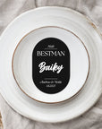 Personalised Mirror Acrylic Reserved Name Place Setting, Custom UV Print Oval Table Place Card Wedding Favors Thank you Gift Tag Party Decor