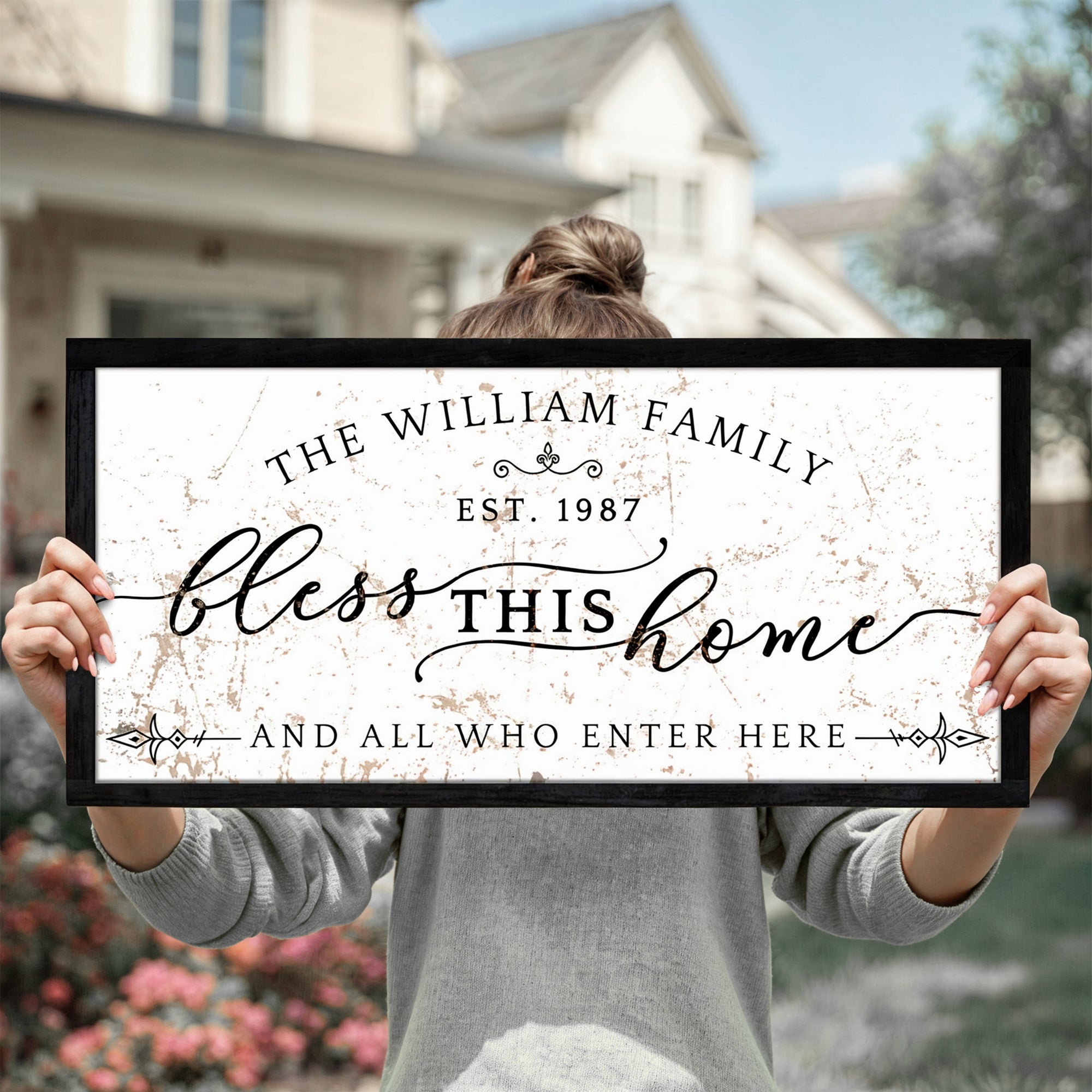 Personalised Family Name Farmhouse Rustic Sign | Custom UV Print Wooden Frame Wall Decor, Cattle Ranch Homestead Signage, Housewarming Gift