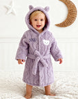 Personalised Cable Knit Kid Bathrobe, Custom Name Embroidered Baby Dressing Gown, Bear Ear Hooded Baby Robe, Christening Birthday, Xmas Gift