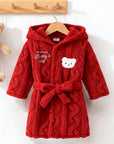 Personalised Cable Knit Kid Bathrobe, Custom Name Embroidered Baby Dressing Gown, Bear Ear Hooded Baby Robe, Christening Birthday, Xmas Gift