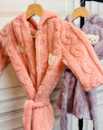 Personalised Cable Knit Kid Bathrobe, Custom Name Embroidered Baby Dressing Gown, Bear Ear Hooded Baby Robe, Christening Birthday, Xmas Gift
