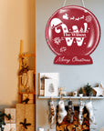 Personalised Christmas Snow Globe Sign, Customised UV Print Acrylic Wooden Family Member Names Decor, Xmas New Year Signage, Party Wall Hoop