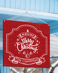 Personalised Christmas Square Sign | Customised UV Printed Wooden Family Name Xmas Wall Decor, New Year Signage, Party Event Hoop Backdrop