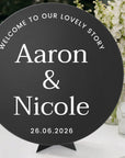 Personalised Couple Names Acrylic Round Wedding Signage, Custom UV Print Mirror Welcome Sign, Engagement/ Anniversary/ Vu Quy/ Tan Hon Decor